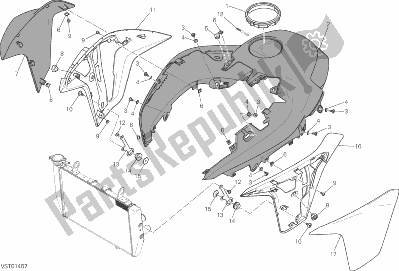 All parts for the 34a - Fairing of the Ducati Multistrada 1200 ABS Sport Pack Brasil 2018